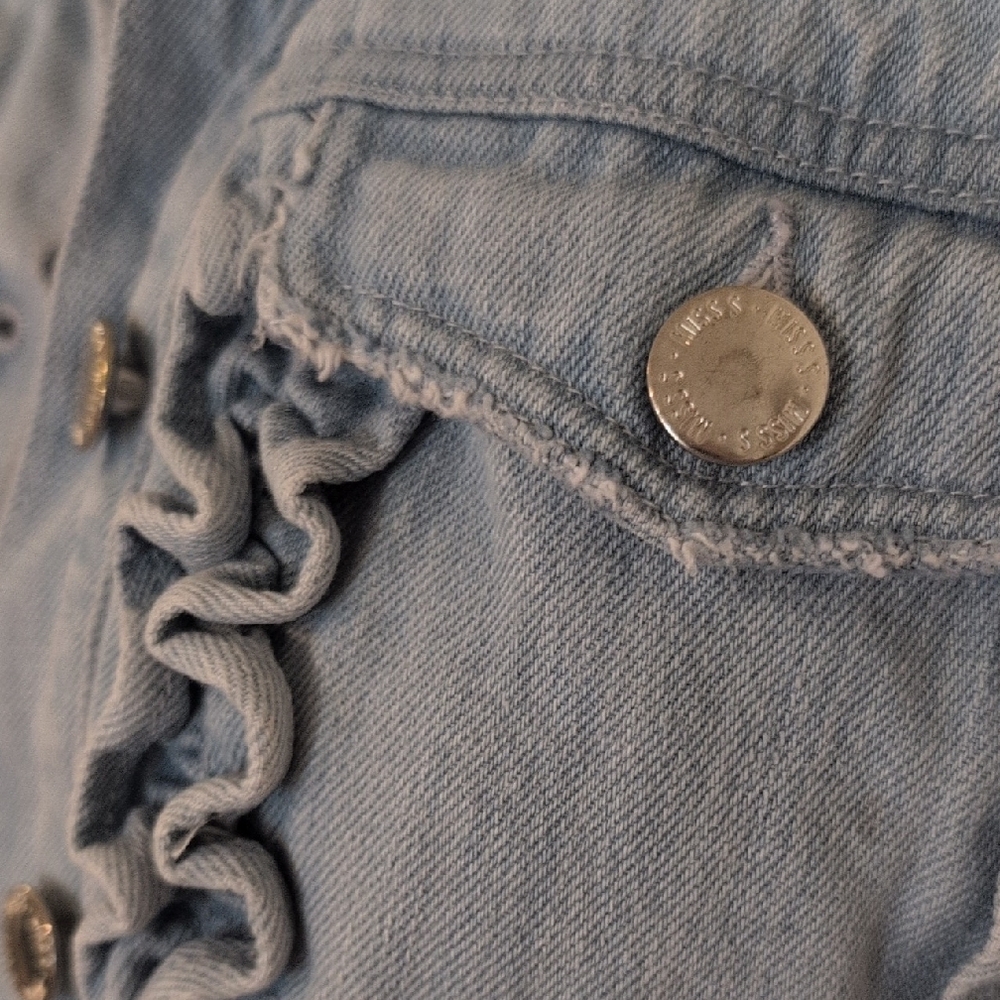 Miss Selfridge Vintage Light Blue Ruffle Denim Jacket View 3